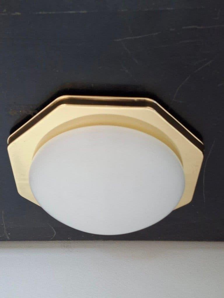 vintage Massive plafonniere messing Hollywood Regency design, Ophalen of Verzenden