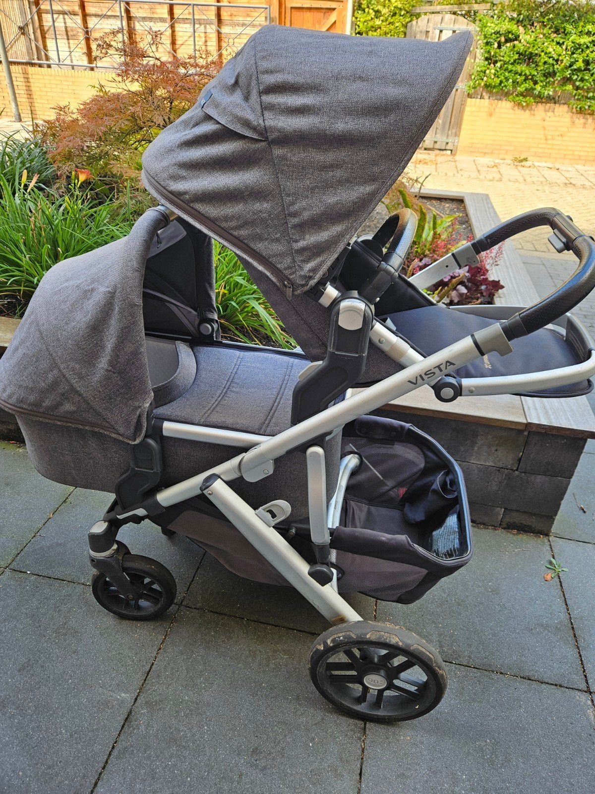 UPPAbaby Vista V2 Antraciet met reiswieg en zitje, Ophalen, Gebruikt, Overige merken, Met reiswieg