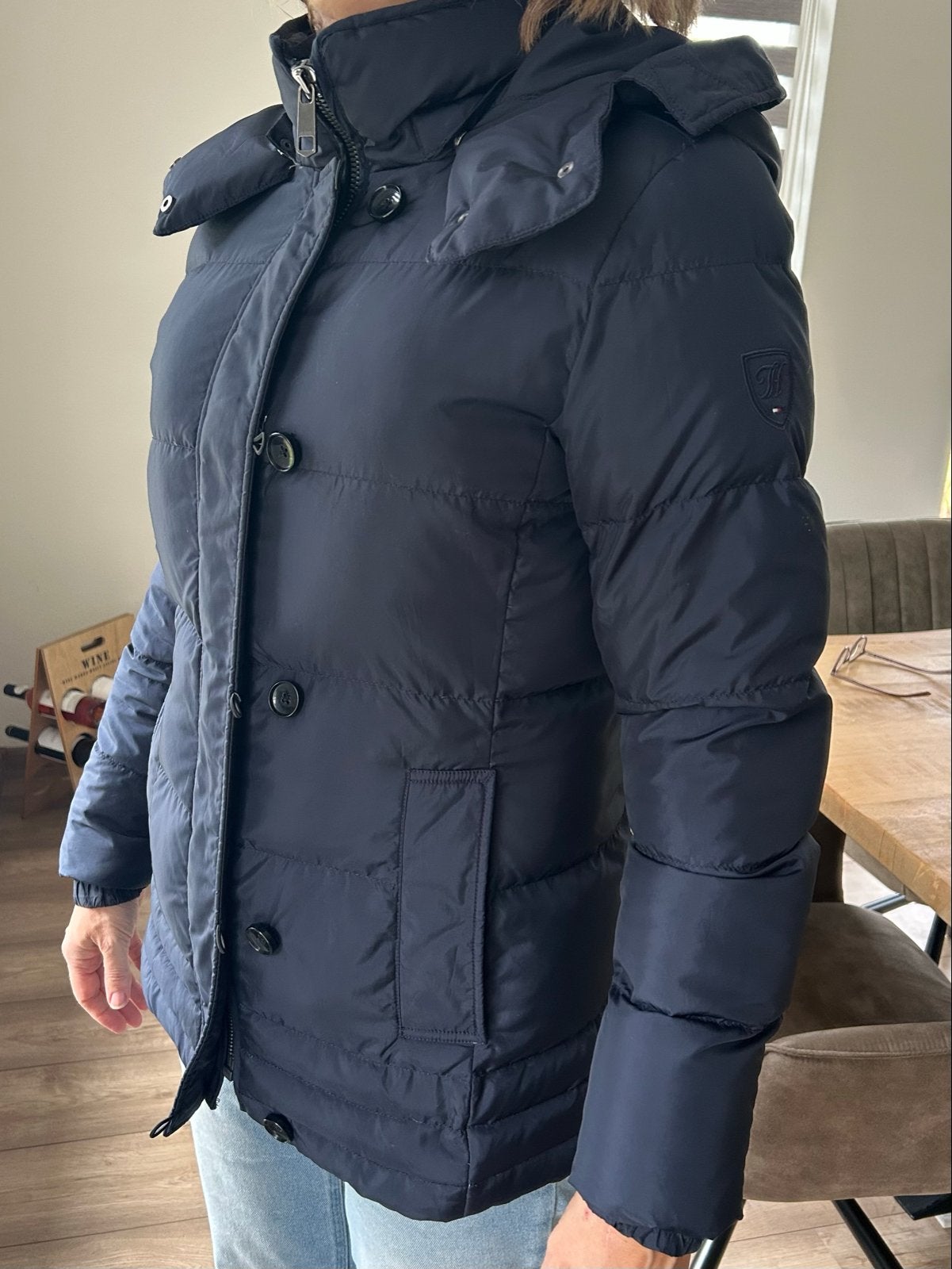 Tommy Hilfiger donsjas - Maat M, Ophalen of Verzenden, Zo goed als nieuw, Maat 38/40 (M), Blauw