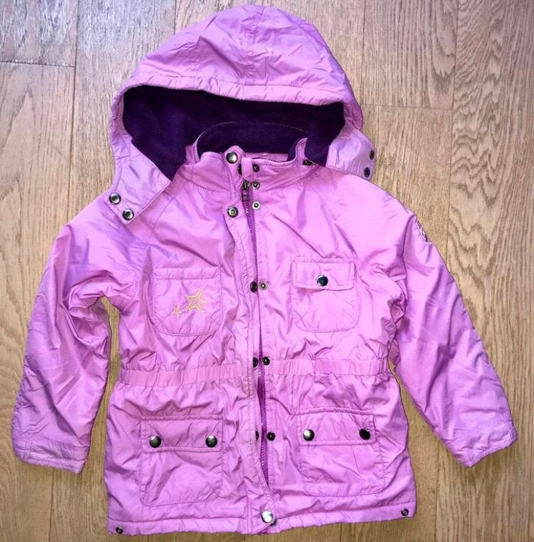 Meisjesjas lila paars maat 116 fleece voering en capuchon, Kinderen en Baby's, Kinderkleding | Maat 116, Ophalen of Verzenden