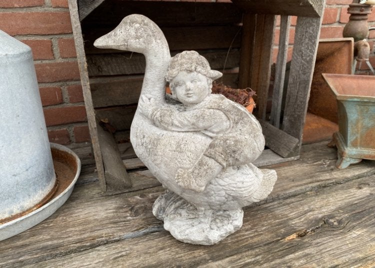 Leuk tuinbeeld gans met kindje, Ophalen, Gebruikt, Overige typen, Nvt