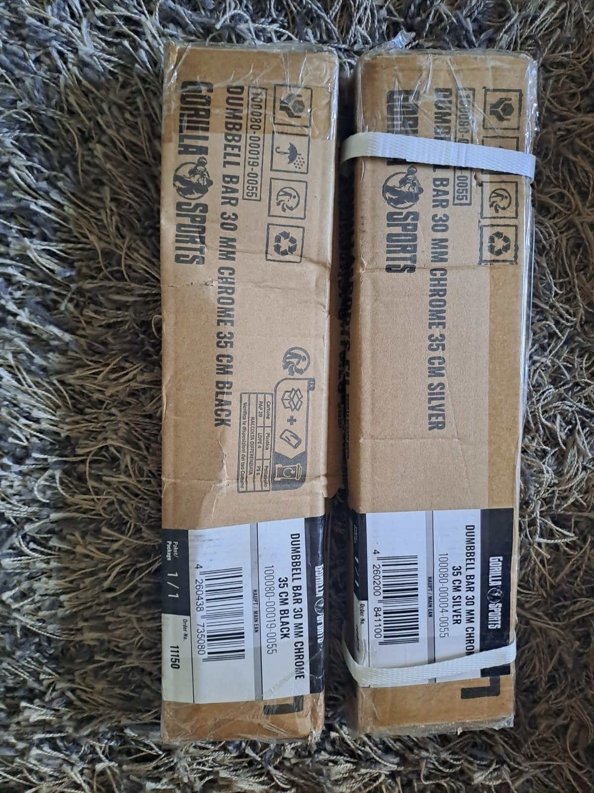 Gorilla Sports Dumbbell Bar 30mm Chrome 35cm (Zwart & Zilver, Ophalen of Verzenden, Nieuw, Rug, Halterstangen
