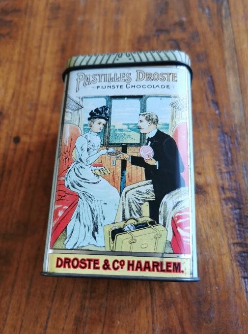 Retro blik Droste's Cacao Pastilles, fijnste Chocolade., Verzamelen, Blikken, Ophalen of Verzenden, Gebruikt, Overige, Droste