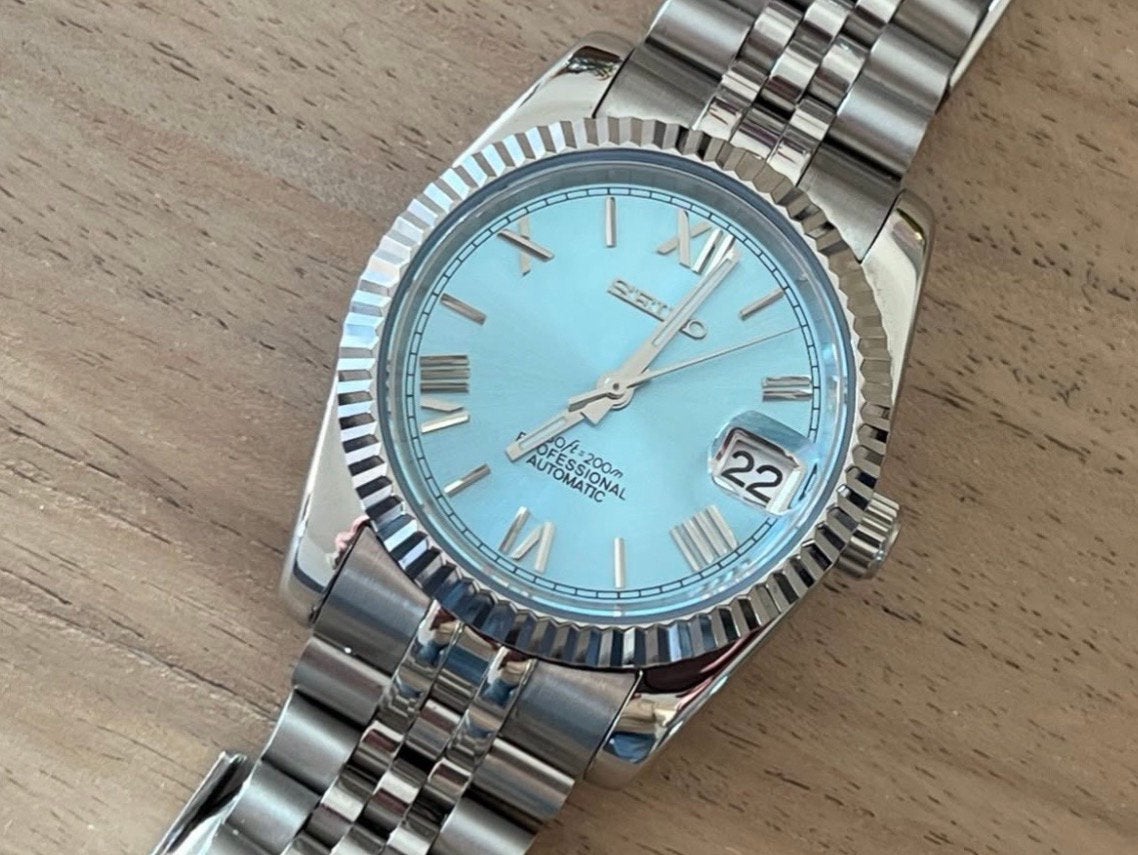 Seiko Datejust Tifanny blue, Ophalen of Verzenden, Zo goed als nieuw, Staal, Seiko