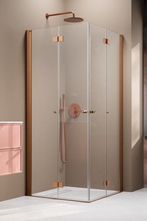 Luxe harmonica douchedeur met koperen accenten 90cm, Ophalen, Nieuw, Met douche