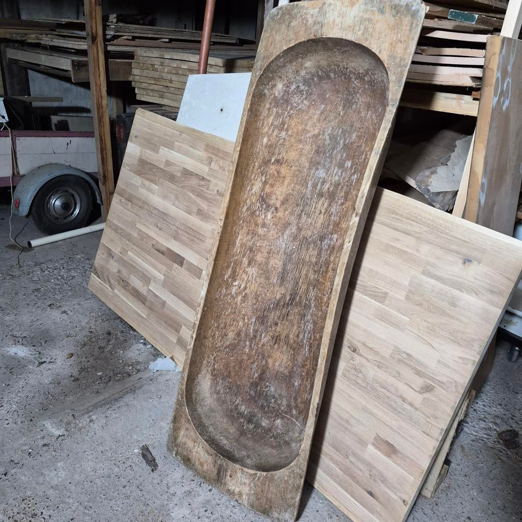 Grote houten trog XXXL, Antiek en Kunst, Curiosa en Brocante, Ophalen