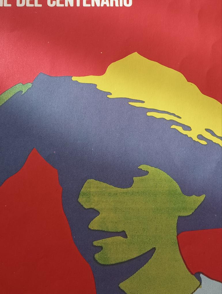 Affiche Cuba 1970 Comandante Raul Communisme, Ophalen of Verzenden, Gebruikt, A1 t/m A3, Overige onderwerpen