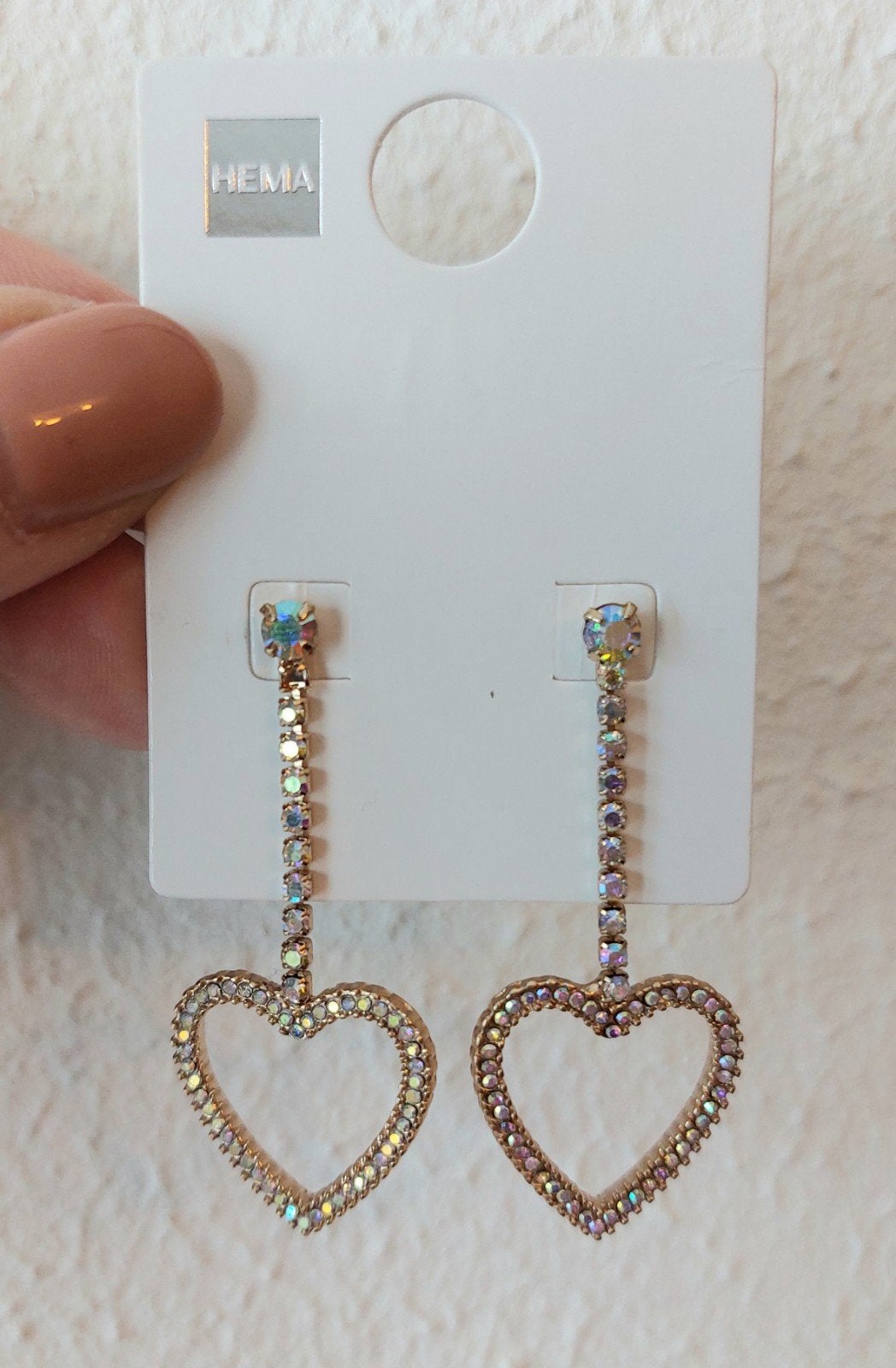 Hema strass oorbellen hartjes, Overige materialen, Overige kleuren, Verzenden, Nieuw
