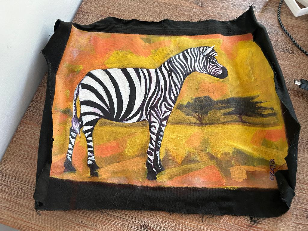 Canvas doek zebra geverfd, Ophalen of Verzenden, Nieuw, Minder dan 50 cm, Tekening