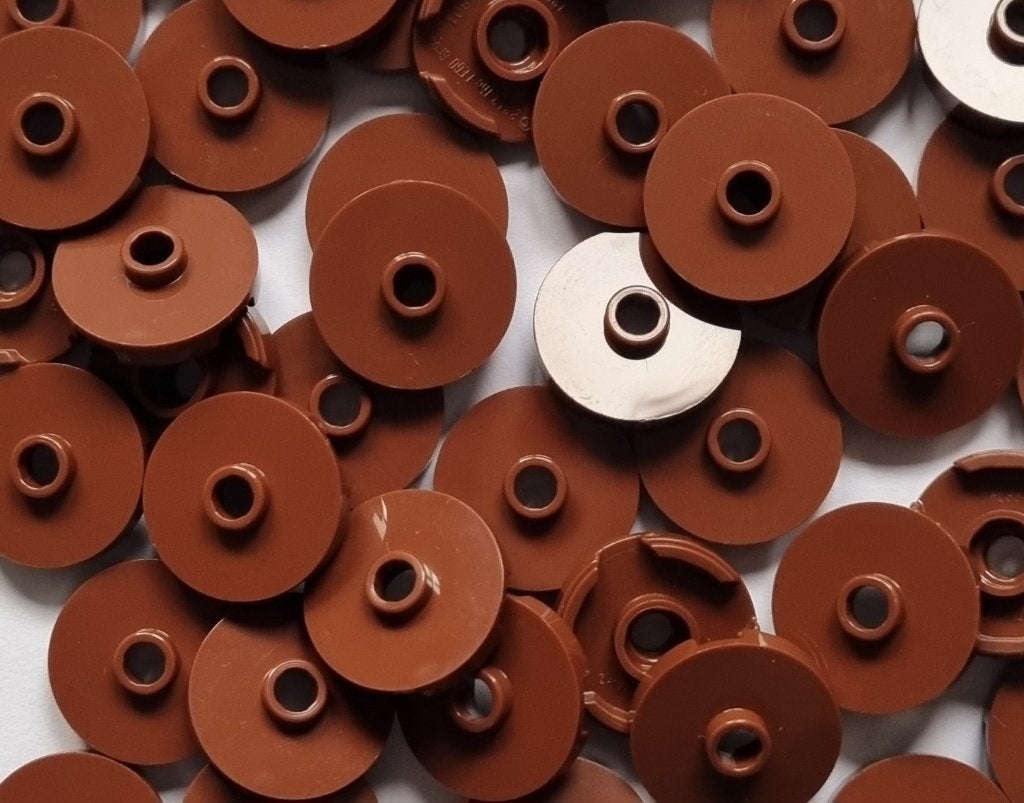 Lego 2x2 round tile (jumper), Reddish brown (per 50), Ophalen of Verzenden, Nieuw, Losse stenen, Lego