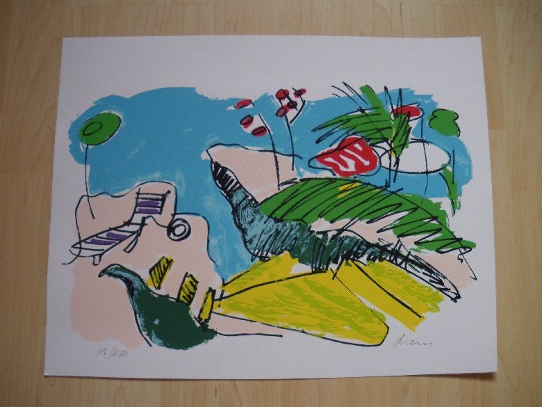 PETER DIEM zeefdruk - Jamaica Island in the Sun, Antiek en Kunst, Kunst | Litho's en Zeefdrukken, Origineel, Ophalen of Verzenden