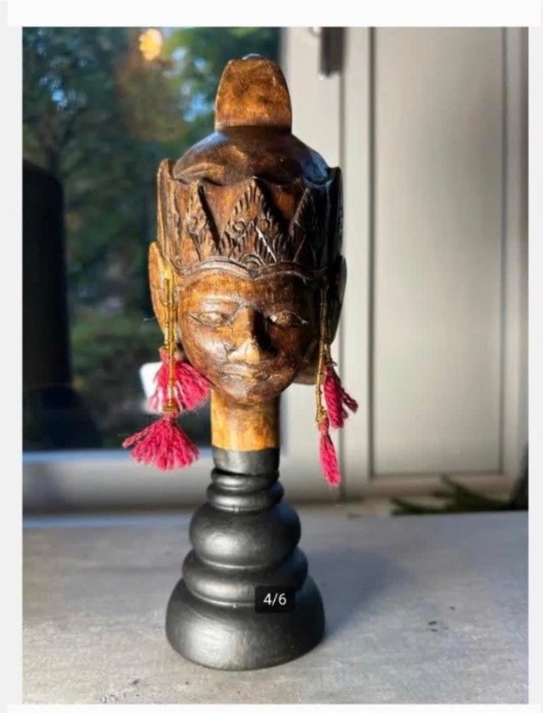 Wajang Pop Houten Beeld op houten voet 26 cm, Antiek en Kunst, Kunst | Beelden en Houtsnijwerken, Ophalen of Verzenden
