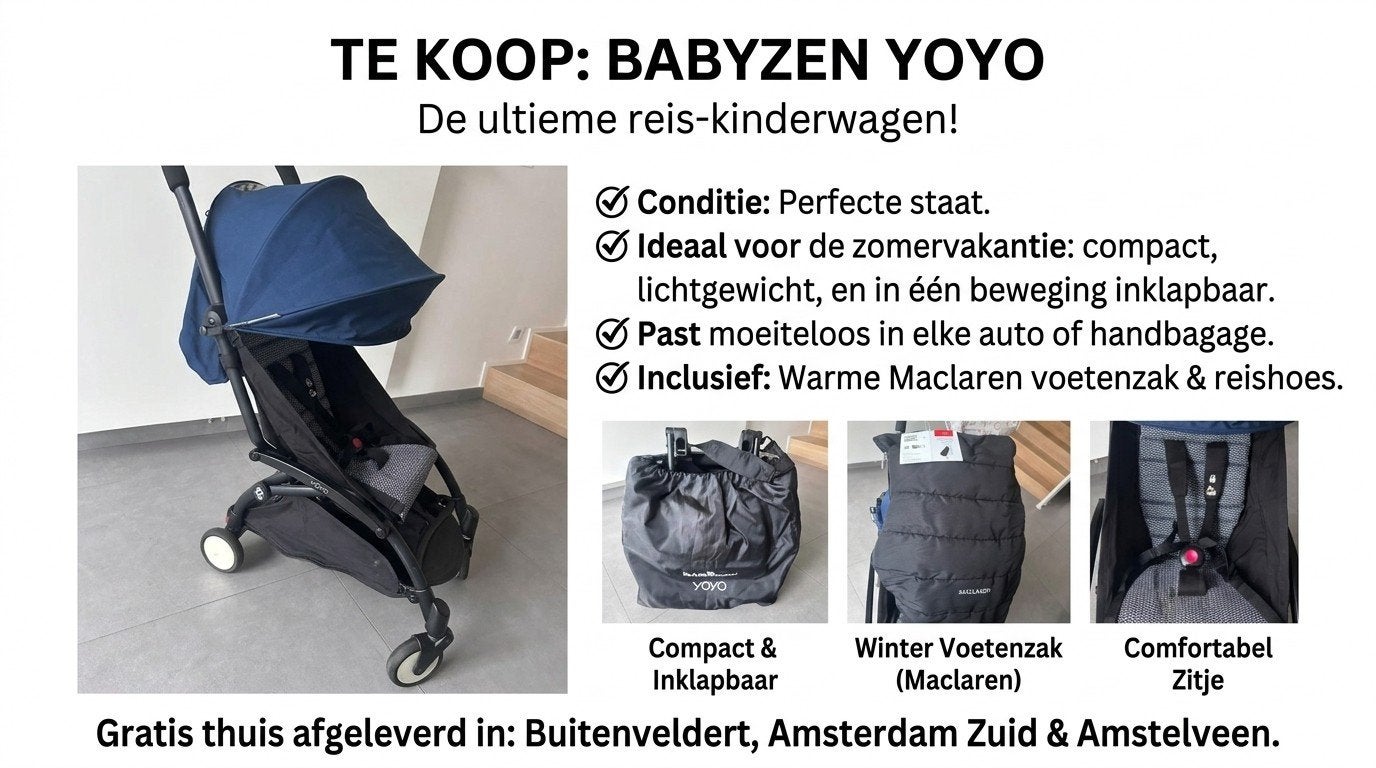 Babyzen YOYO: Ultieme Reis-Kinderwagen met Accessoires, Kinderen en Baby's, Buggy's, Ophalen of Verzenden, Zo goed als nieuw, Overige merken