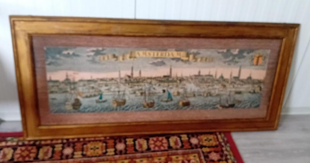 Antieke Amsterdam Haven, Antiek en Kunst, Kunst | Etsen en Gravures, Ophalen of Verzenden