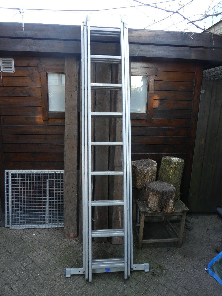 Aluco 3 delige aluminium ladder, Ophalen, Gebruikt, Ladder, Opvouwbaar of Inschuifbaar