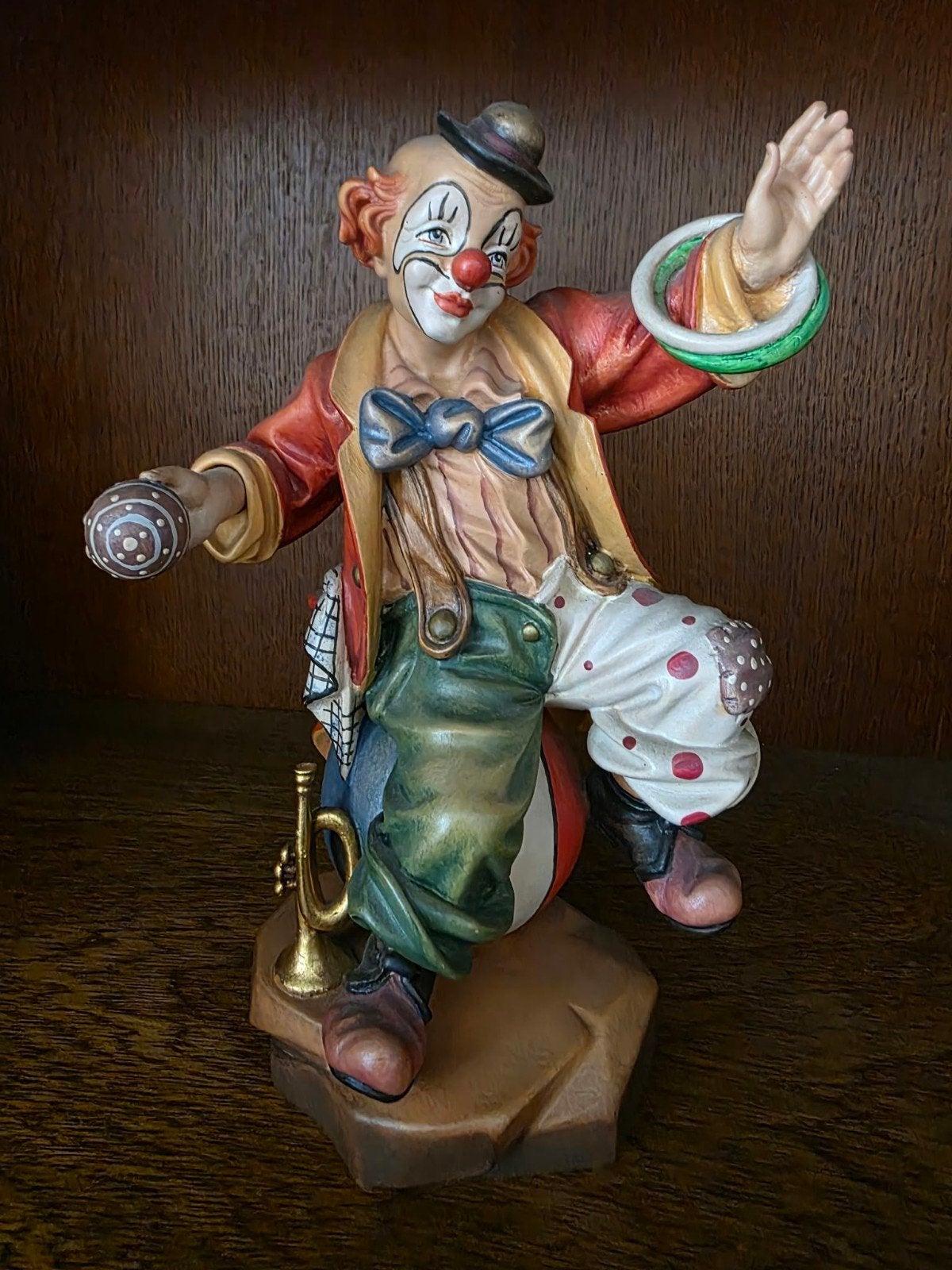 Vintage Clown Beeldje - hout, Ophalen