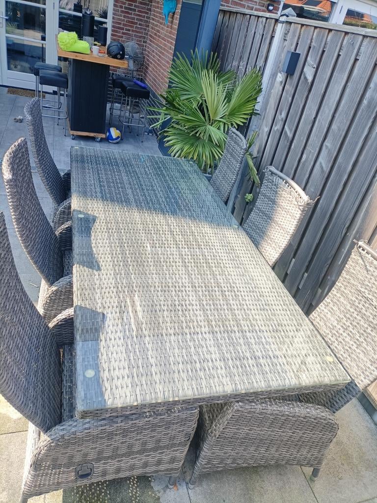 Eettafel tuinset Menorca, Tuin en Terras, Tuinsets en Loungesets, Ophalen, Kunststof, Gebruikt, Eettafel