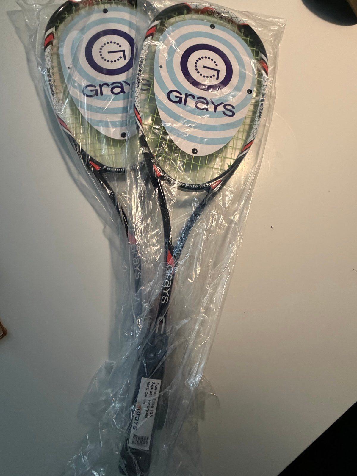 Nieuwe Grays Fusion Elite 135 Squash Rackets (2 stuks), Sport en Fitness, Squash, Ophalen, Nieuw, Racket