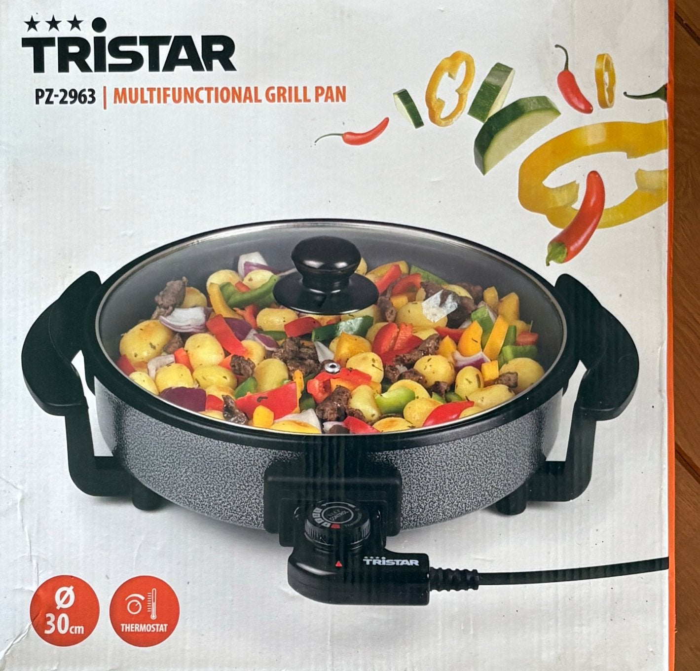 Tristar PZ-2963 Multifunctionele Grillpan - 30cm, 1500W, Ophalen of Verzenden, Zo goed als nieuw, 4 t/m 7 personen