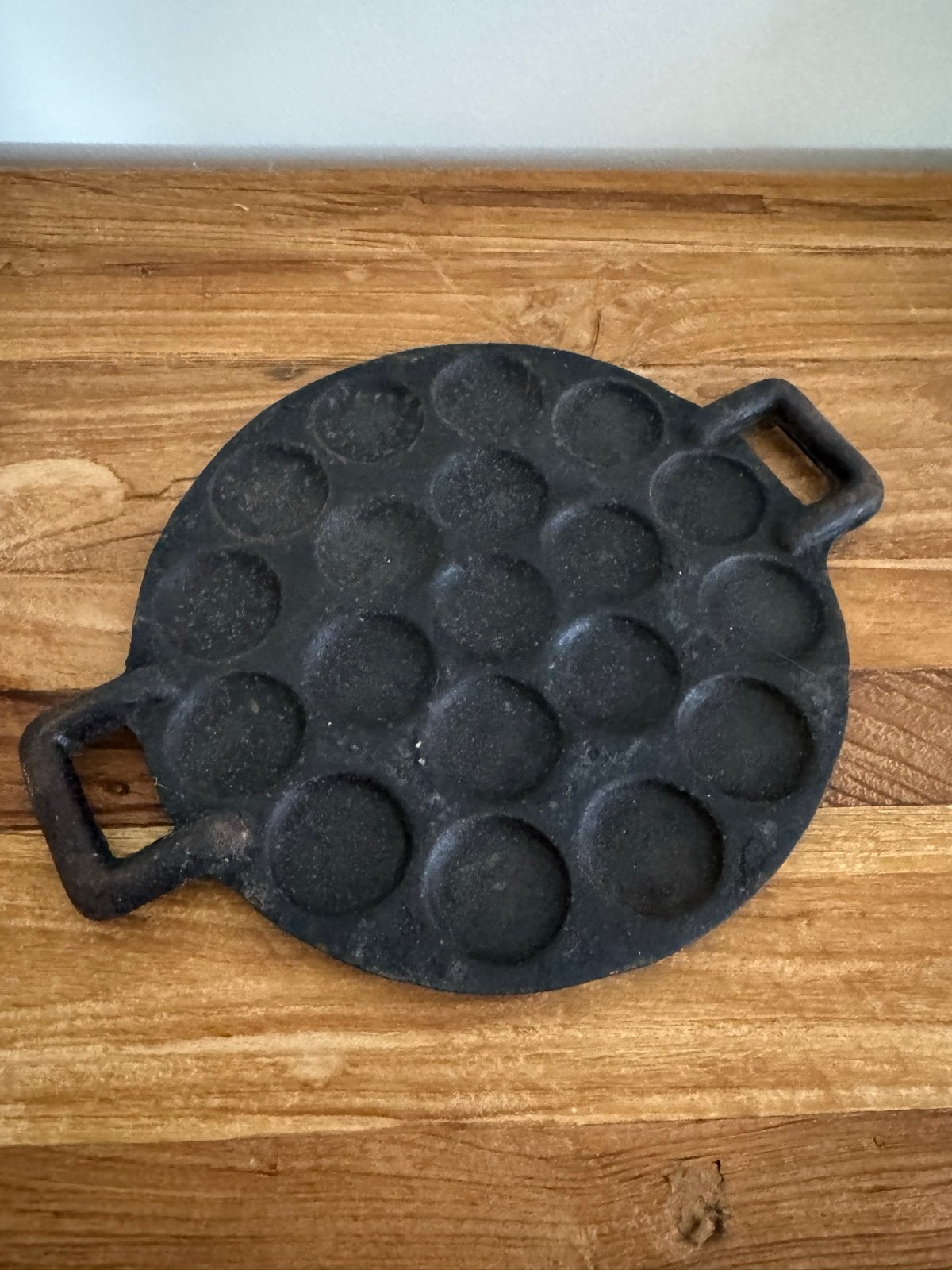 Gietijzeren poffertjespan, Pannenkoekenpan, Gebruikt, Gietijzer, Ophalen of Verzenden