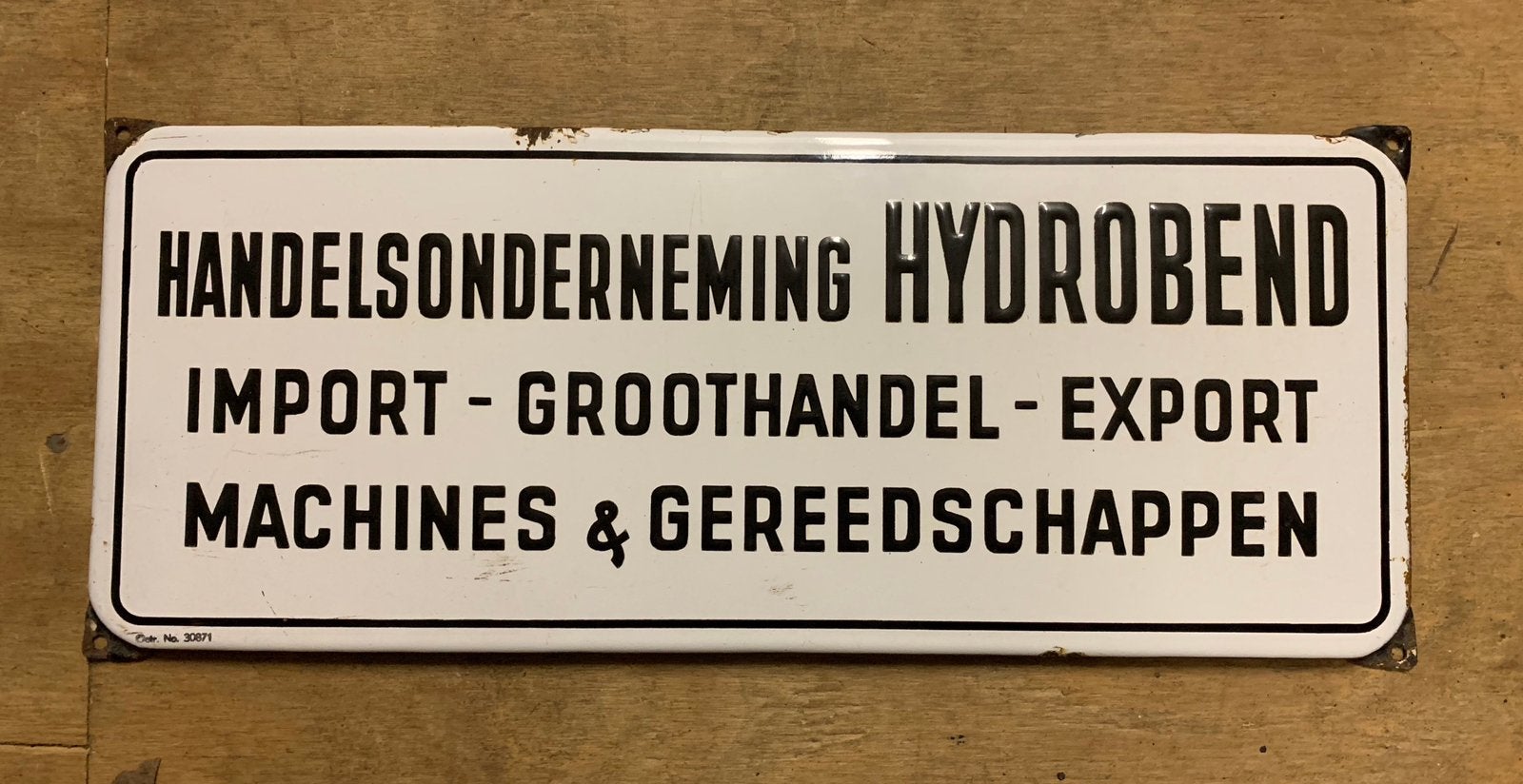 Emaille reclamebord Handelsonderneming Hydrobend - Langcat, Ophalen of Verzenden