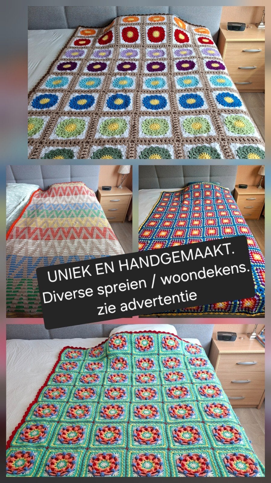 Nieuwe gehaakte sprei, deken, woondeken, plaid, bedsprei, Ophalen of Verzenden, Nieuw