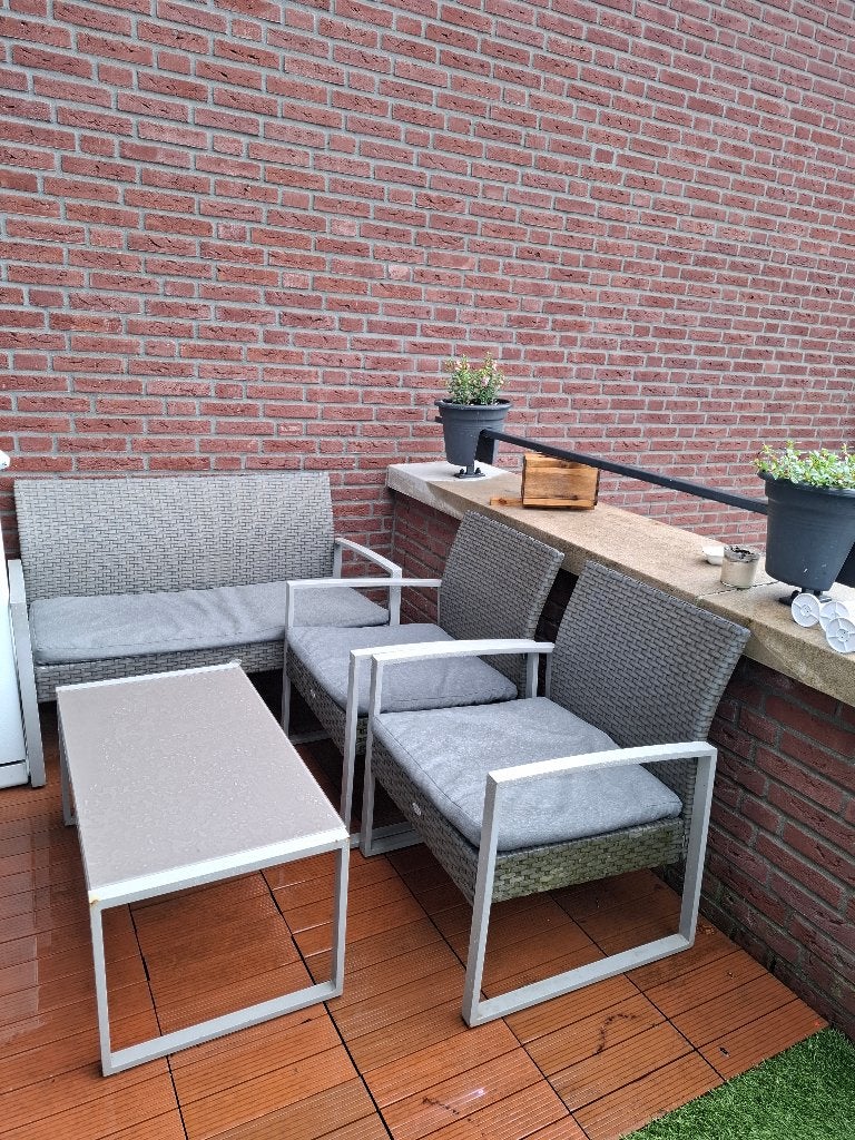 Tuinset inclusief kussens, Tuin en Terras, Ophalen, Zo goed als nieuw, Kunststof, 2 zitplaatsen