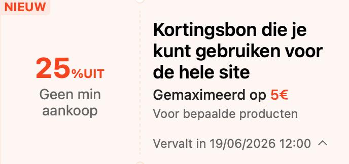 Shein kortingscode 25%, Tickets en Kaartjes, Kortingen en Cadeaubonnen, Eén persoon, Kortingsbon