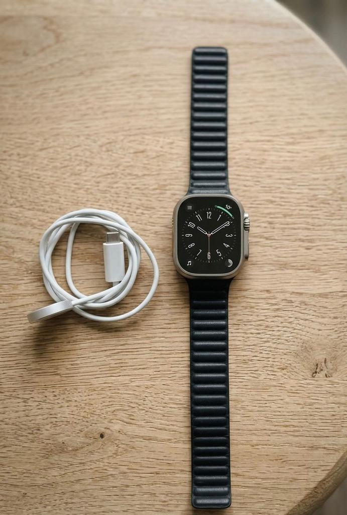 Apple Watch Ultra 2 Titanium Case 49mm, Zwart, IOS, Ophalen of Verzenden, Zo goed als nieuw