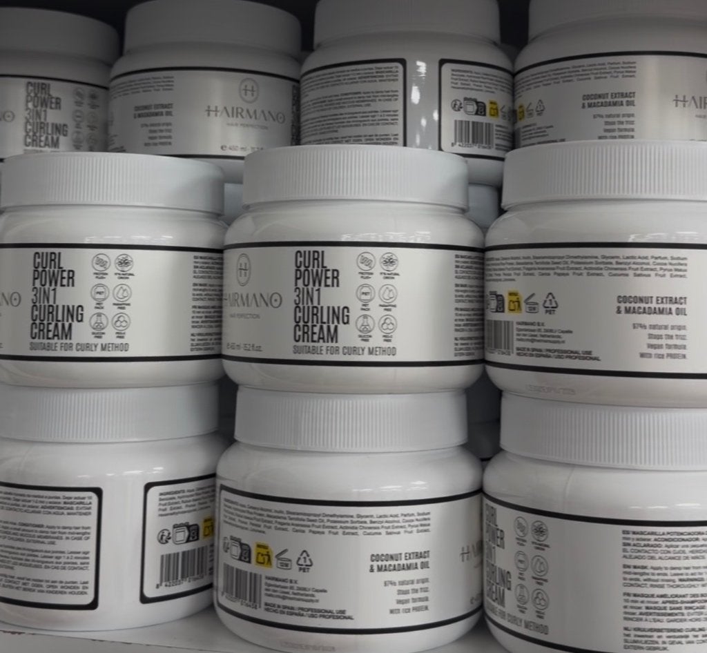 Hairmano curl Power 3in1 haar product grote pot actie!!, Ophalen, Nieuw, Gel, Wax, Haarlak of Mousse
