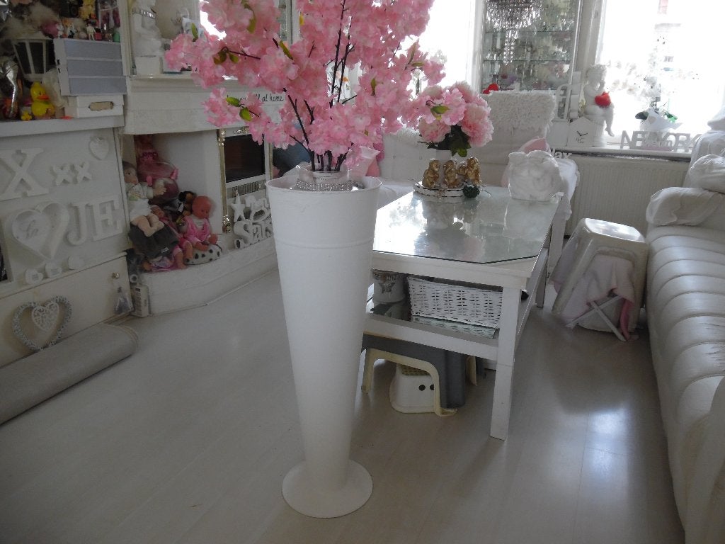 2 grote hoge bloem / planten vazen 120 hoog, Overige materialen, Gebruikt, Wit, 120 cm
