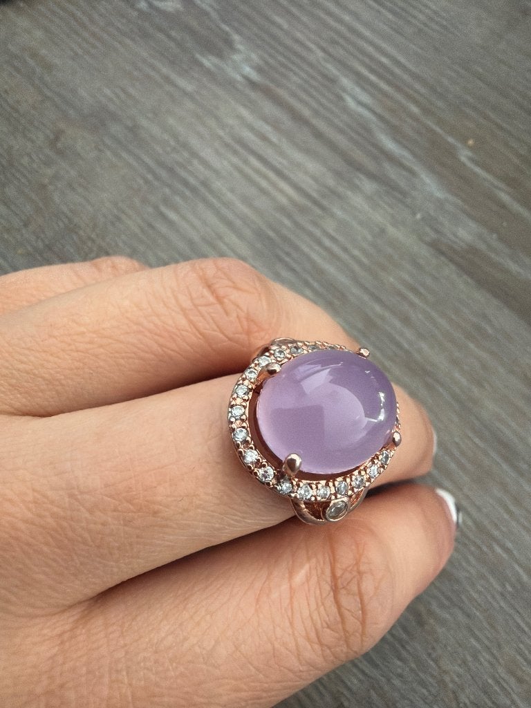 Ring mooie paarse jade €20 verstelbaar vast prijs, Met kristal, IJzer of Staal, Ophalen of Verzenden, Zo goed als nieuw