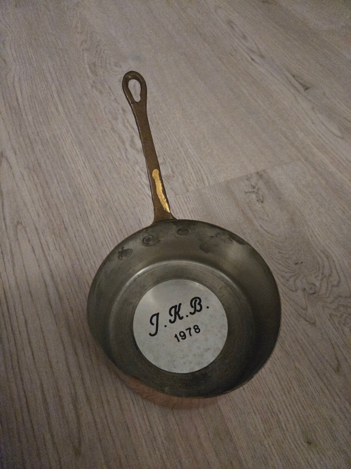 Vintage Koperen Steelpan met Inscriptie J.K.B. 1978, Ophalen of Verzenden
