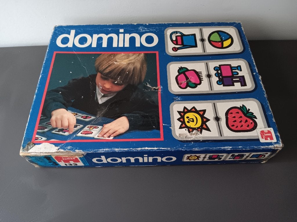 Jumbo domino kleuren en figuren vintage compleet, Een of twee spelers, Ophalen of Verzenden, Gebruikt