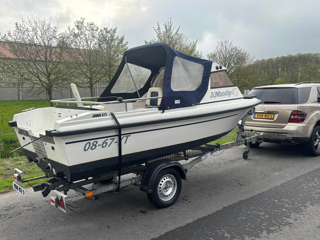 Jumbo 475 visboot bj 2011 .Inruil mogelijk ZOnder trailer !, Ophalen, Gebruikt, 30 tot 50 pk, Buitenboordmotor