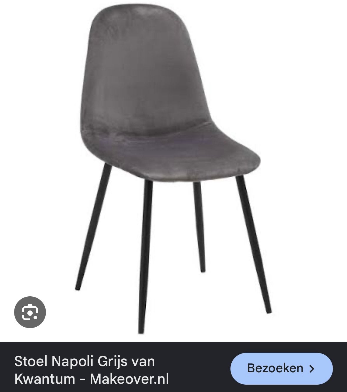 2x stoel velours grijs, Huis en Inrichting, Gebruikt, Twee, Ophalen of Verzenden, Stof