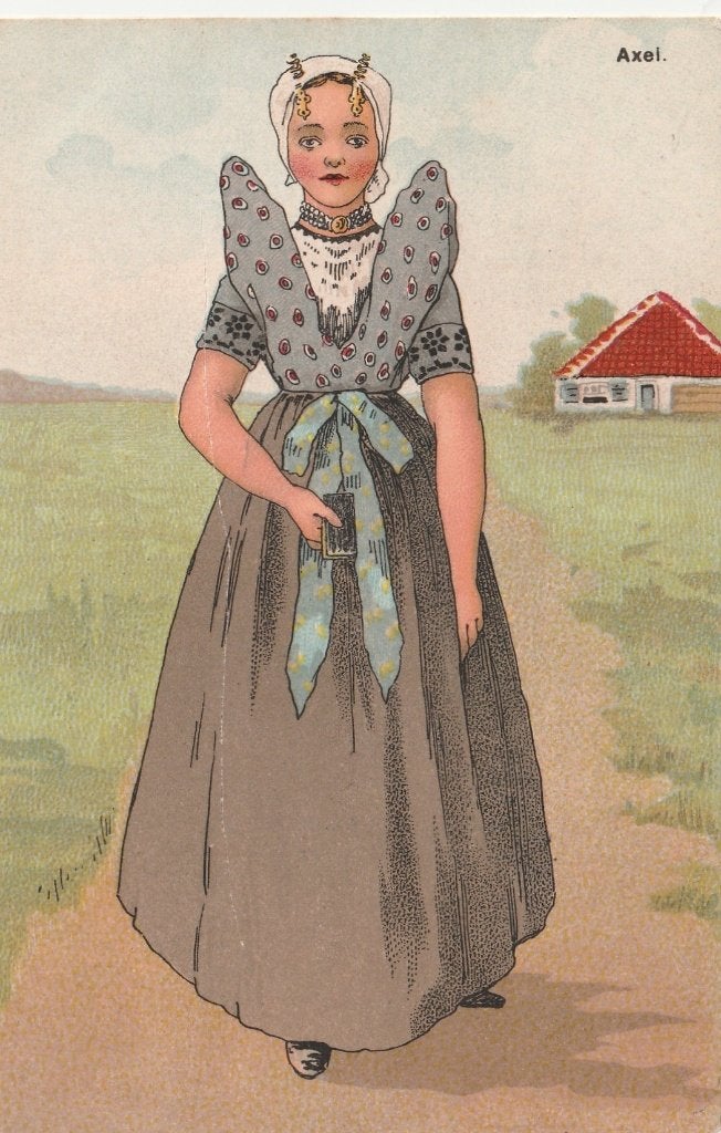 AXEL Klederdracht 1908 kl.f., Verzamelen, Verzenden, Voor 1920, Gelopen, Zeeland