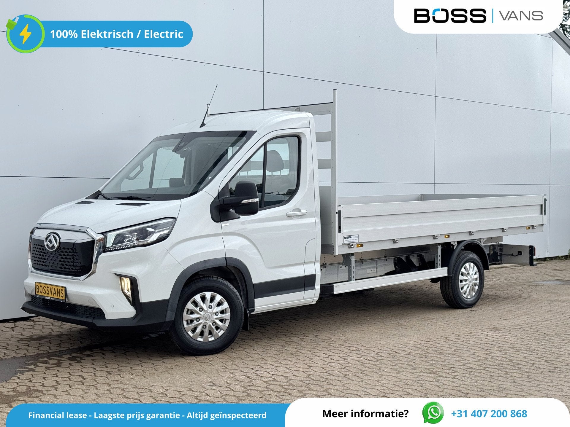 Maxus eDeliver 9 65kWh 204PK Nieuw! Open Laadbak 172km WLTP, Auto's, Bestelauto's, Maxus, Wit, Nieuw, 204 pk