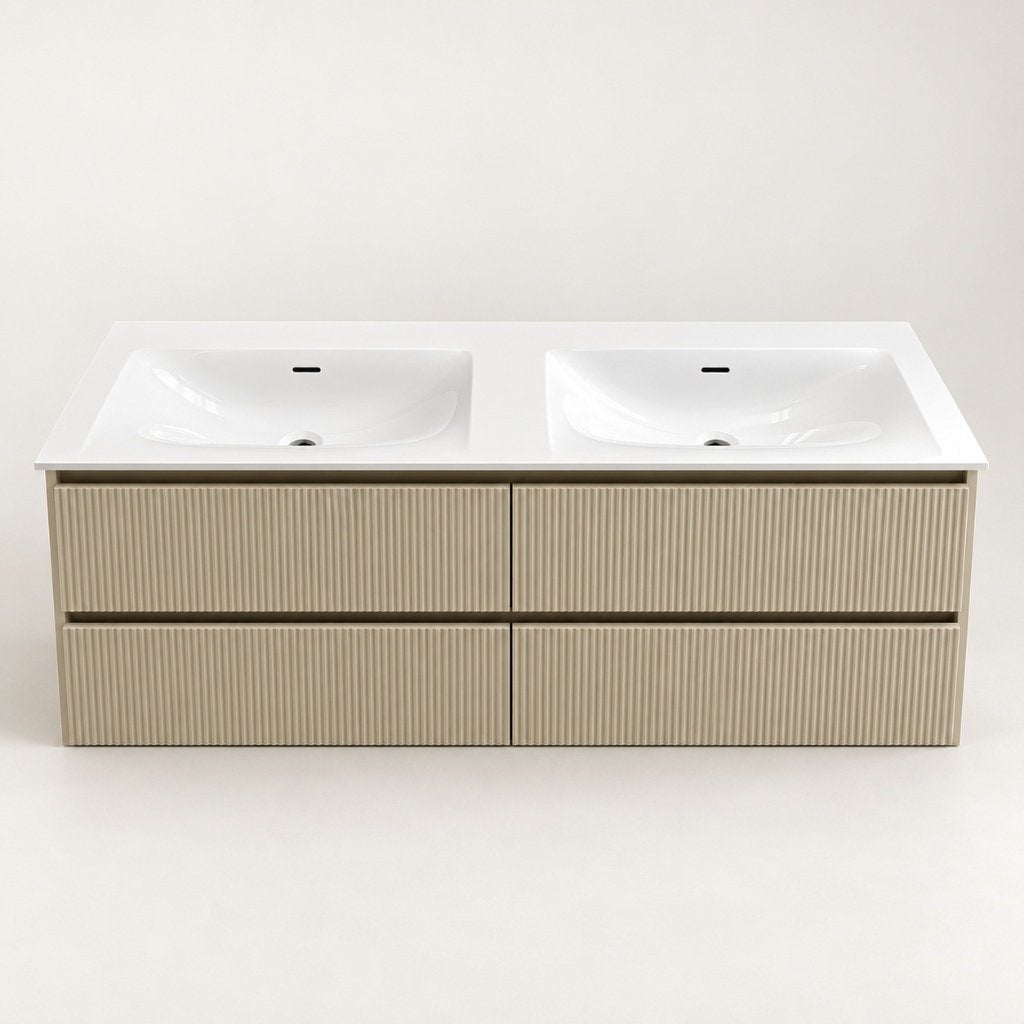 Badmeubel 140 cm beige zandkleur nu van €2250 voor €1150 NEW, Ophalen, Brauer, Www.douchezaak.nl, 100 tot 150 cm