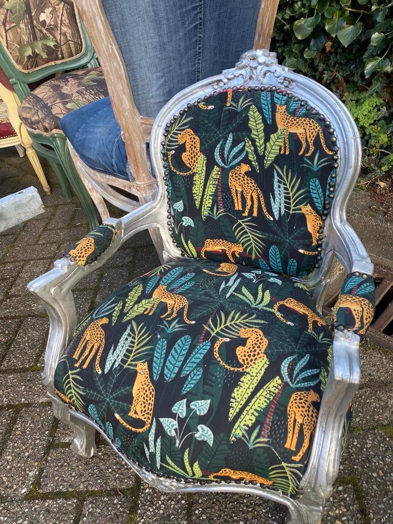 Ann Queen kinder stoel gerestyled zwart/panter zilver, Antiek en Kunst, Ophalen of Verzenden