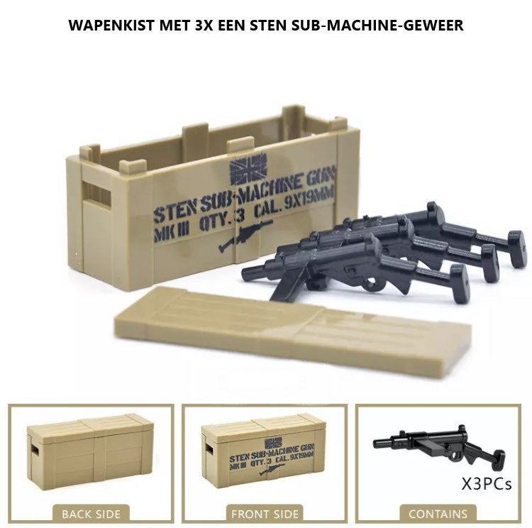 🎁 WW2 Bouwstenen - E21 - Britse wapenkist Sten gun 🎁, Ophalen of Verzenden, Nieuw
