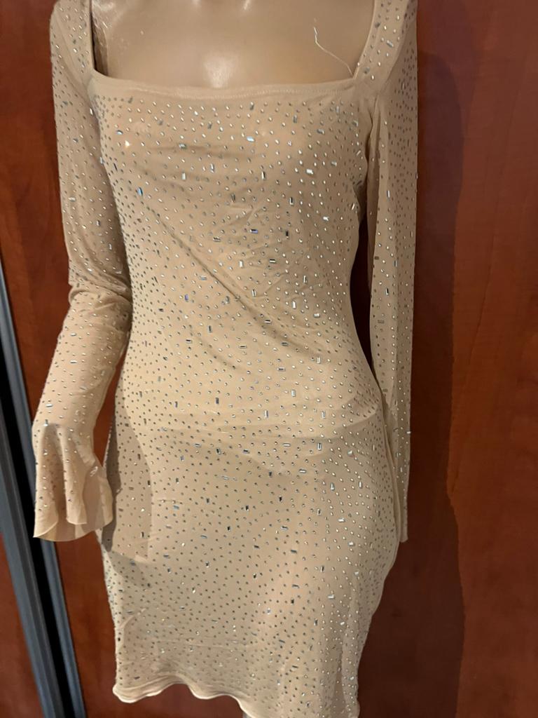 OUI Jurk Strass Maat M - ZGAN, Maat 38/40 (M), G, Beige, G