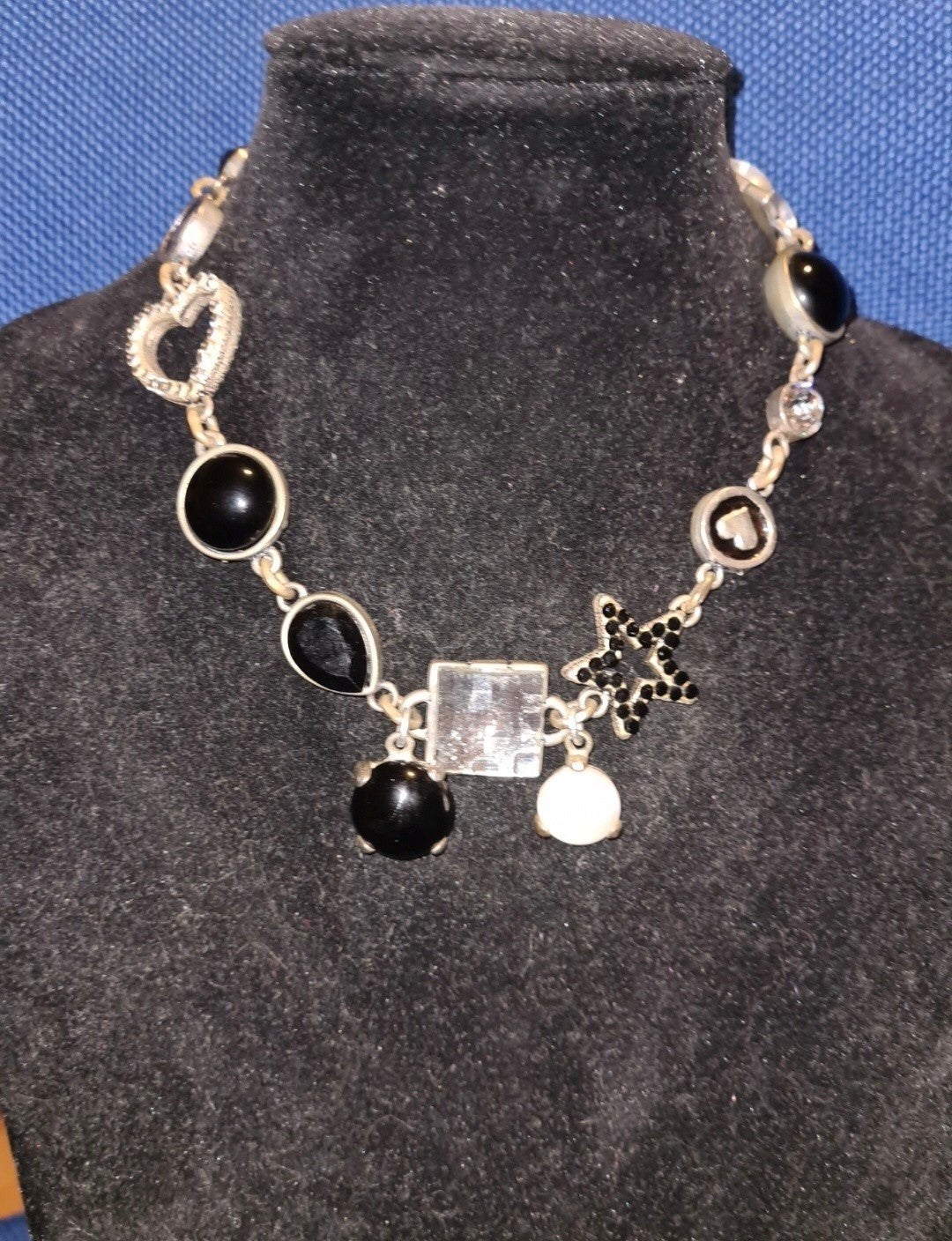 Otazu Ketting met Zwarte en Transparante Stenen, Sieraden, Tassen en Uiterlijk, Kettingen, Overige materialen, Gebruikt, Zwart
