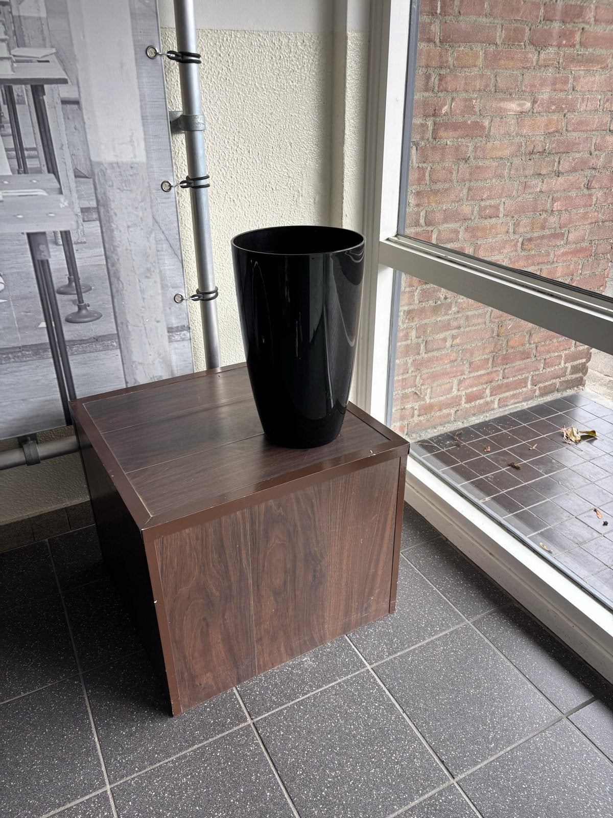 Elho Brussels Diamond High bloempot - Zwart, zo goed als nie, Kunststof, Rond, Binnen, Zo goed als nieuw
