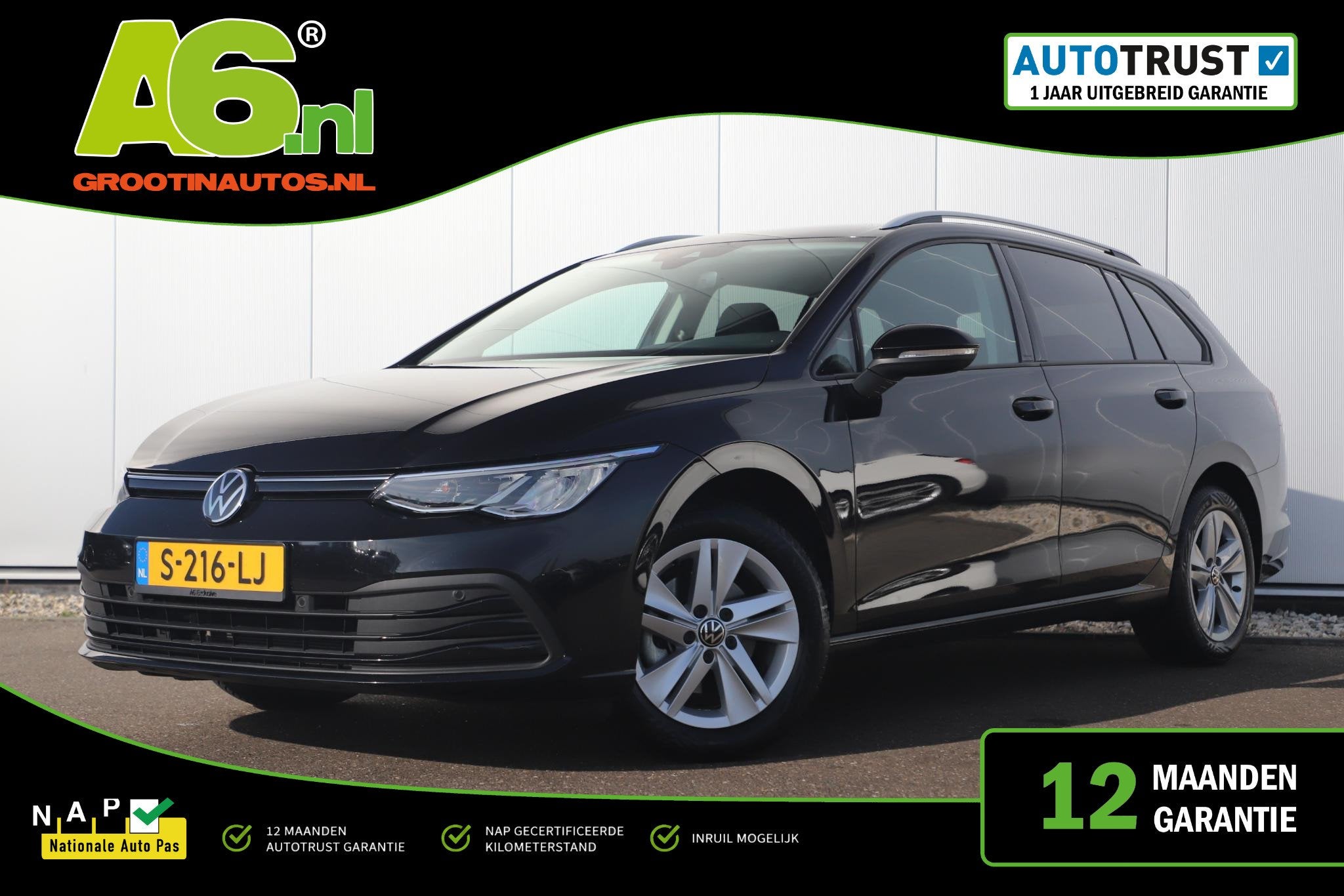 Volkswagen Golf Variant 1.0 eTSI Life Automaat Virtual Cockp, Stof, Gebruikt, Met garantie (alle), Zwart