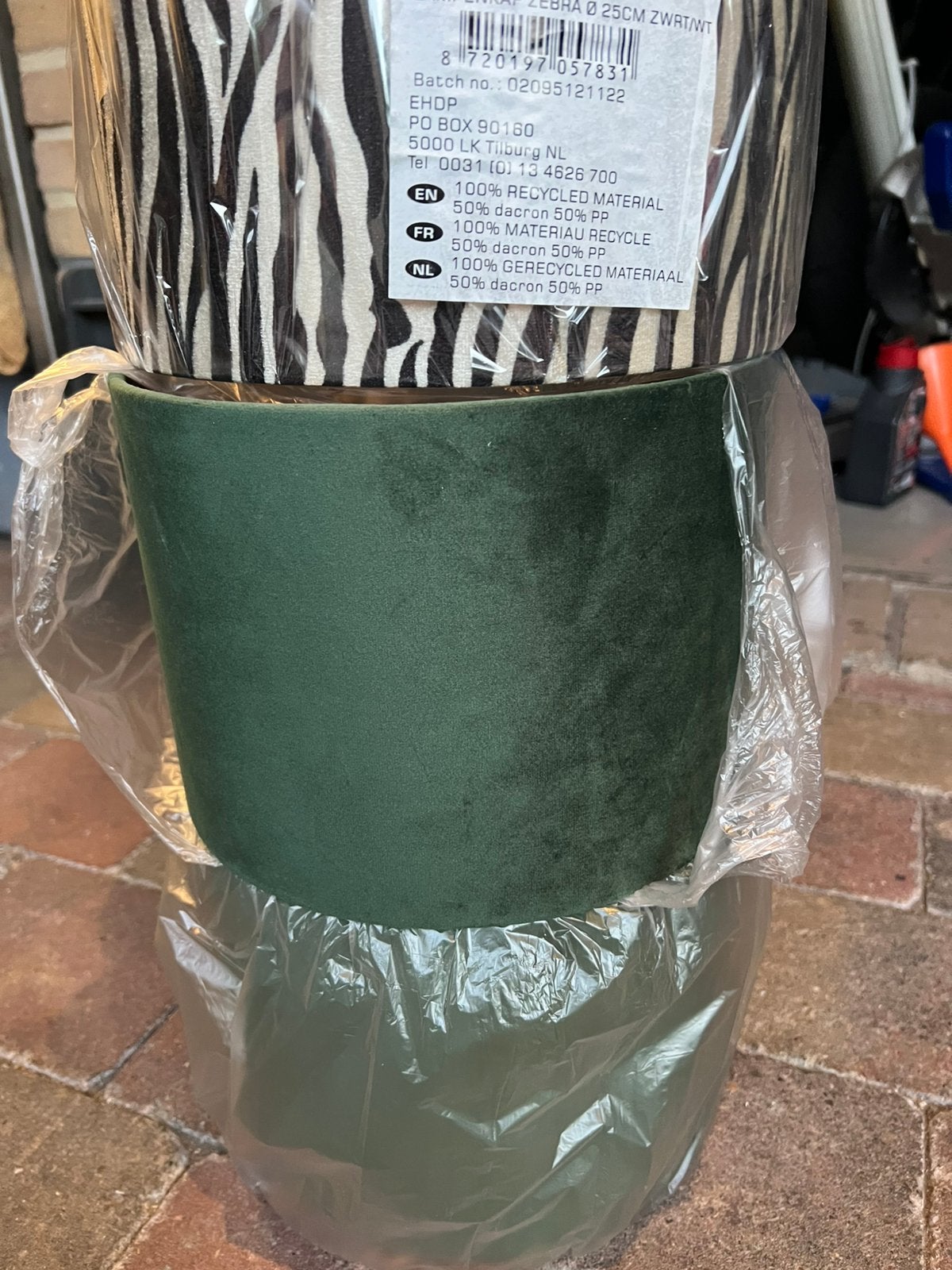 Velvet groen lampekappen 2, Tuin en Terras, Kunststof, Minder dan 30 cm, Rond, Ophalen of Verzenden