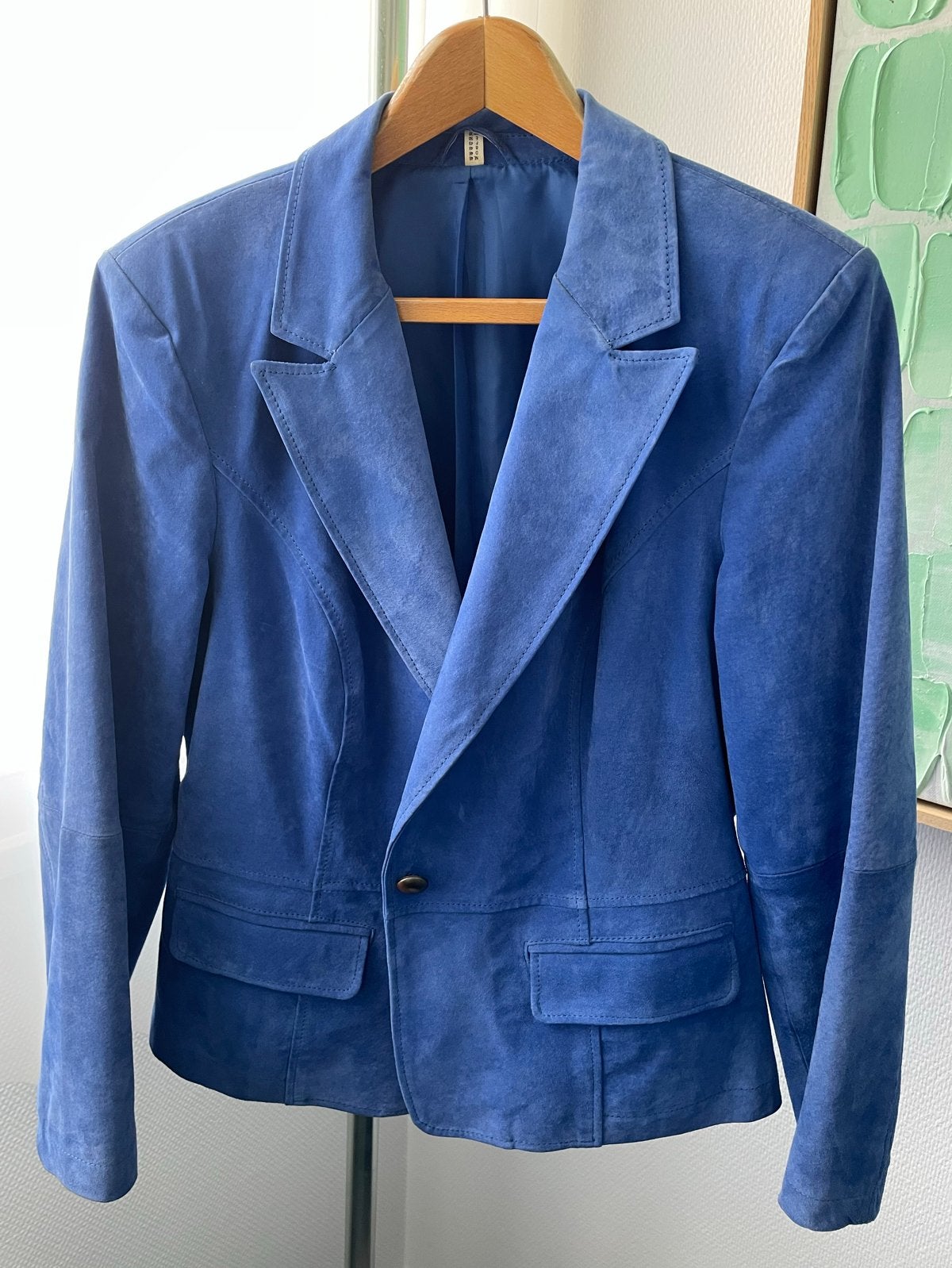 Mooi kobaltblauw echt leren jasje - Maat 42/44, Kleding | Dames, Jasjes, Kostuums en Pakken, Blauw, Maat 42/44 (L), Ophalen of Verzenden