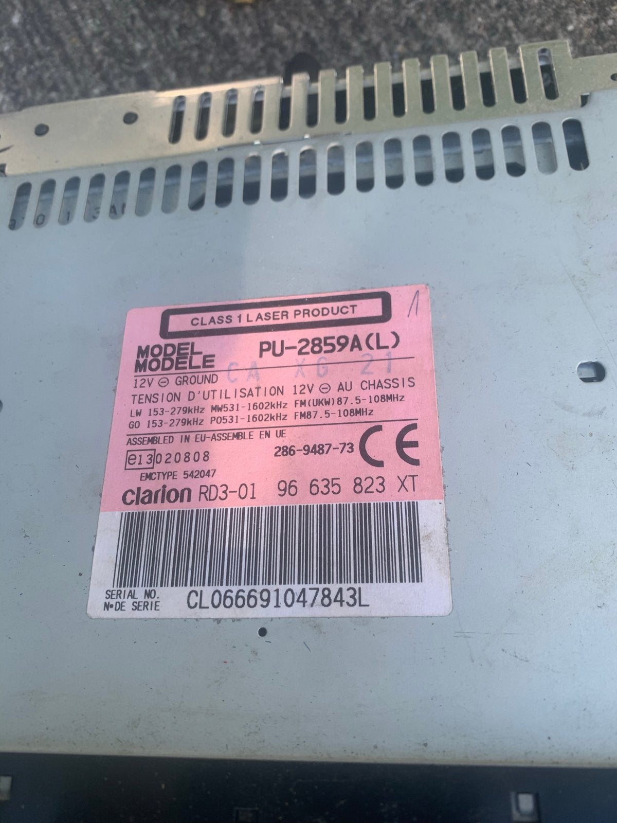 Clarion PU-2859A(L) Autoradio - Zo goed als nieuw, Ophalen of Verzenden, Zo goed als nieuw