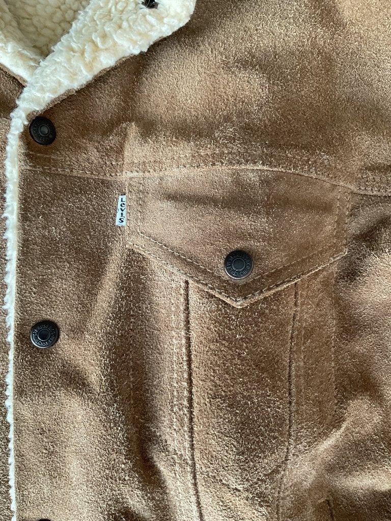 vintage Prachtige Levi's  suède truckerjas van Levi Strauss, Beige, Maat 56/58 (XL), Ophalen of Verzenden, Zo goed als nieuw