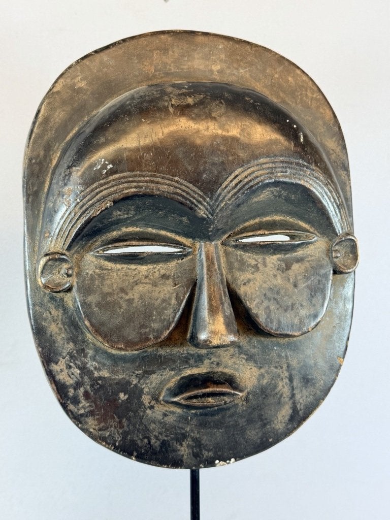 260621 Oud Afrikaans rond Baule masker - Iv. Coast., Ophalen of Verzenden
